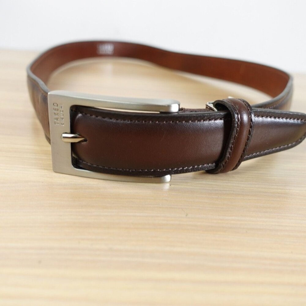 Takeo Kikuchi Belt 36 Brown Leather Luxury Japanese TK Designer Classic JAPAN